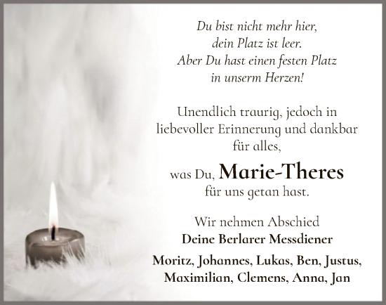 Traueranzeige von Marie-Theres 